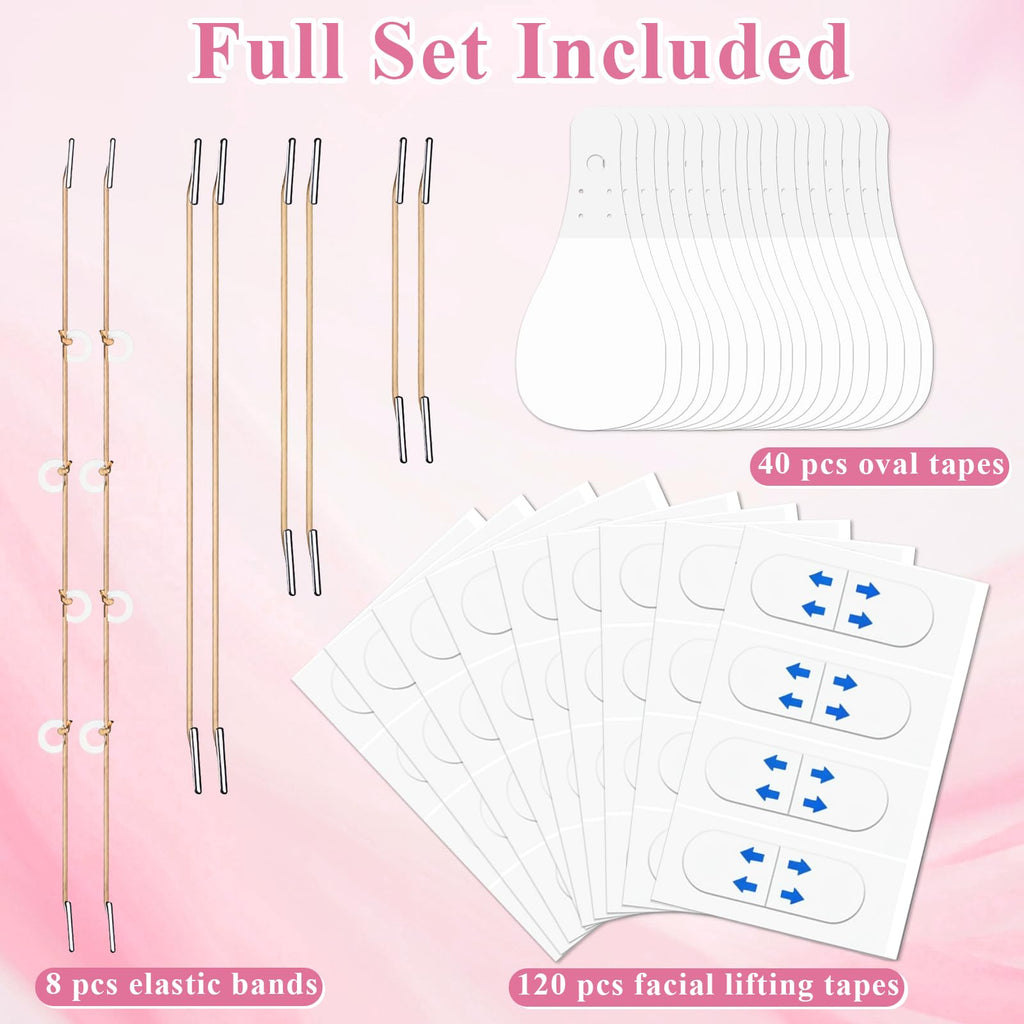 Dexspoeny 168 Pcs Face Lift Tape Invisible with String, Instant Face Lifting, Waterproof V-Shaped Facelift Lift Tapes for Sagging Skin, Double Chin, Wrinkles, Jawline, Eyes Women Beauty Makeup