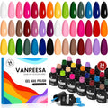 VANREESA 24 Pcs Gel Nail Polish Set, 21 Colors Gel Polish with Base Coat Glossy & Matte Top Coat Pink Red Orange Yellow Green Blue Purple brown Gel Polish Kit Nail Kit Gifts for Women