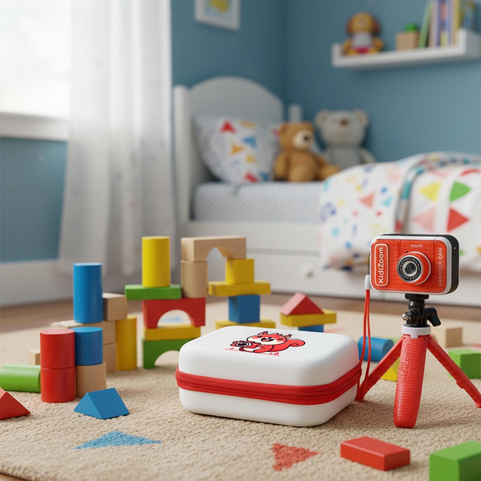 worfty Kids Camera Case for Vtech Kidizoom Creator Cam, Cute Kid Toy Camera Storage Case Bag for Vtech Kidizoom Camera Red with Pocket Holds Tripod Accessories (Box Only) (Red)