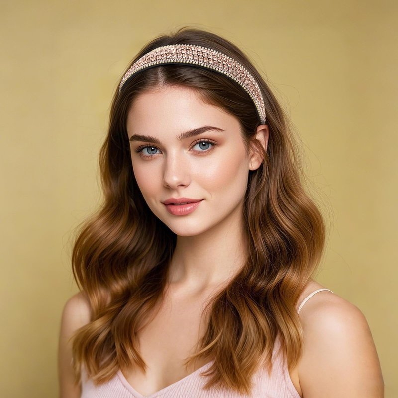 Wecoe 4 Pack Rhinestone Headbands Women Fashion Glitter Sparkly Diamond Headbands Flower Girls Back to School Prom Hair Accessories Women Girls Birthday Gift (Silver, Pink, Coffee, Black)