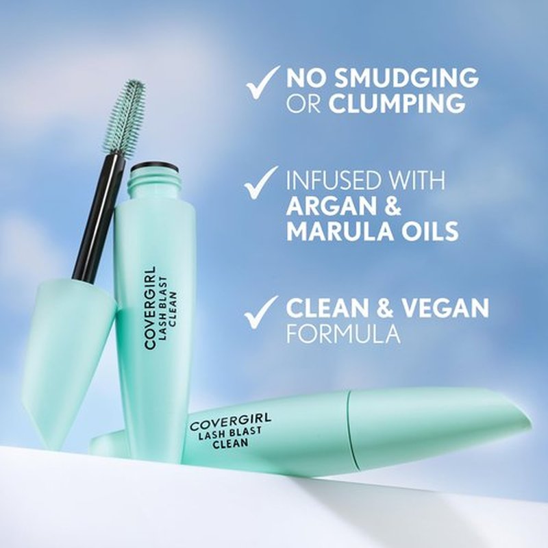CoverGirl Lash Blast Clean Volume Mascara, Vegan Formula, Volumizing, Smudge-Proof, Very Black, 1 Count