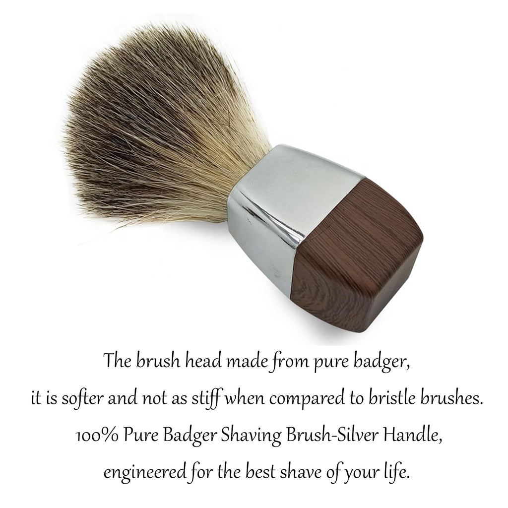 JHTSOLE Shaving Set with Badger Hair Shaving Brush, Soap Bowl Stylish Shaving Kit and Stand,Shaving Handle Compatible with Mach3 for Men's Razor Gift