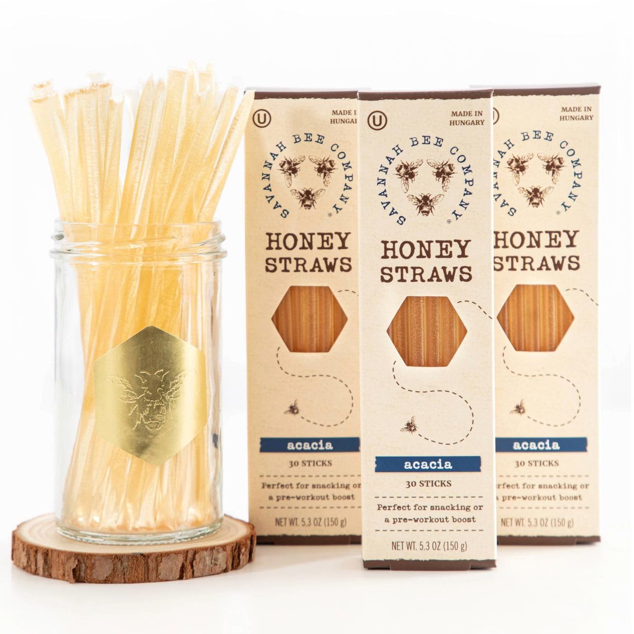 Savannah Bee Company Honey Straws - Pure and All Natural Honey Straw Sticks Made in the USA
