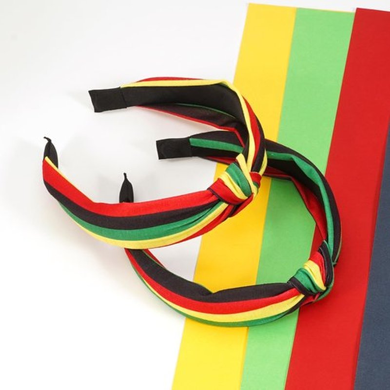 Budsmile Rasta Headbands African Jamaica Juneteenth Headband for Women Girls Elastic knotted Wide Hairband Hair Hoop Yoga Workout Hair Accessories Gifts ﻿