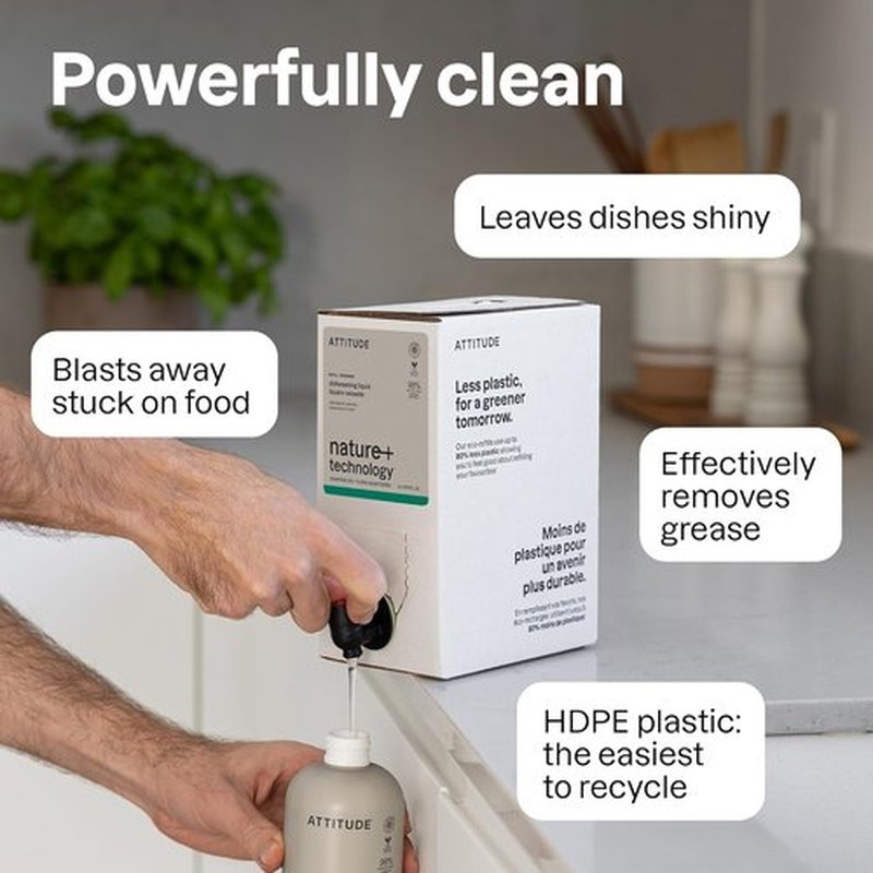 ATTITUDE Dish Soap - Plant-Based, EWG Verified, Lavender & Rosemary Scent | 16.5 Fl Oz Vegan Liquid