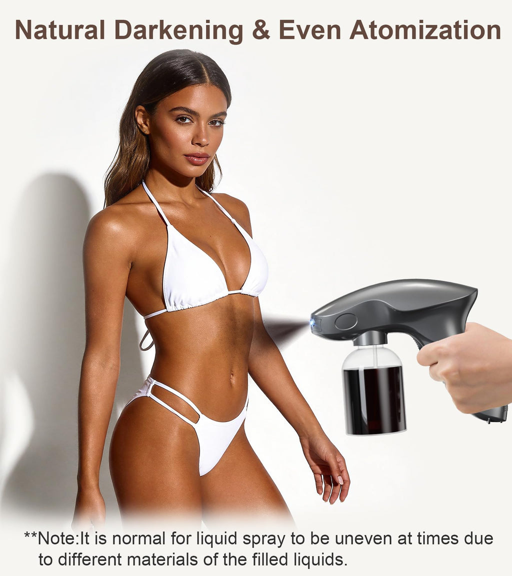 Portable Cordless Spray Tan Machine with One-Touch Operation Professional Spray Tan Gun for Salon Use & At-Home DIY(Gray, 280ml)
