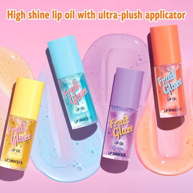 Lip Smacker Fruit Glaze Lip Oil - Ultra-Hydrating, High-Shine Finish, Plush Applicator, Non-Sticky Flavor - Banana