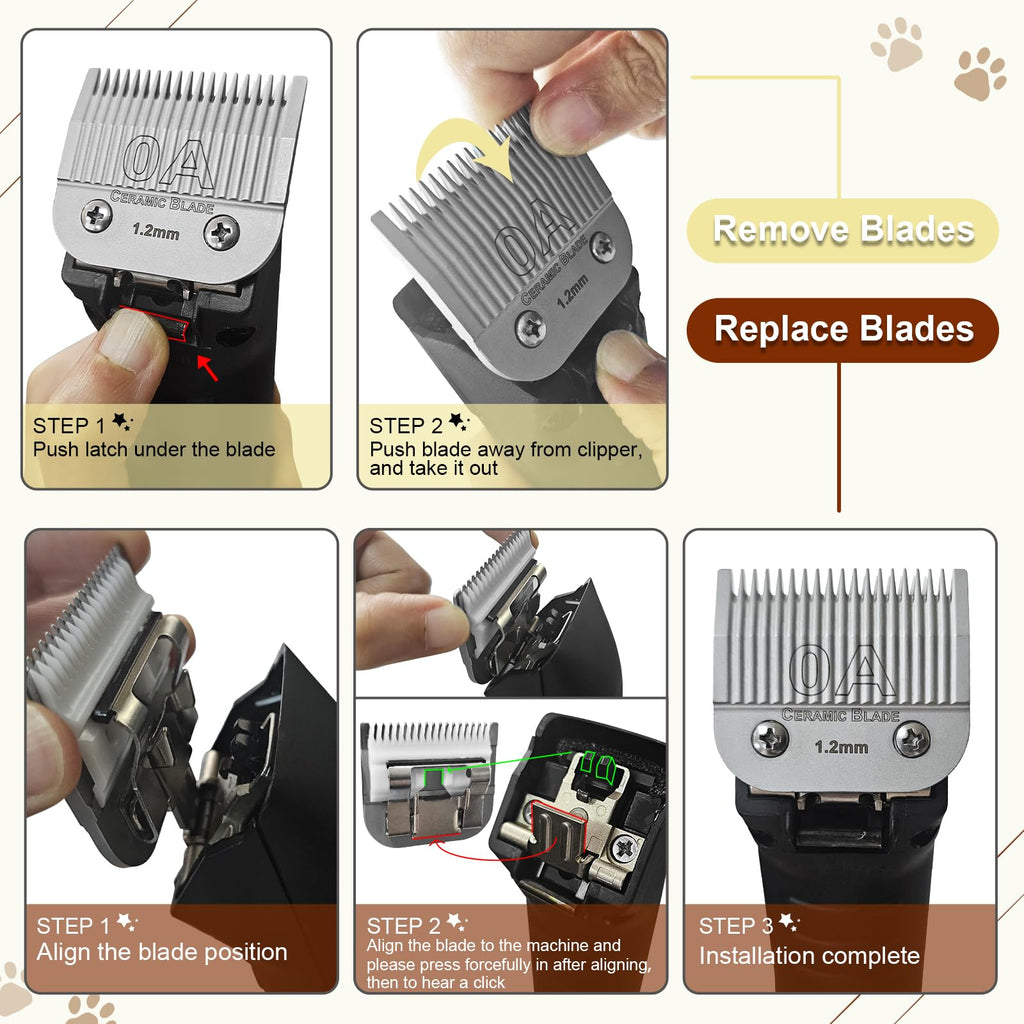2# Professional Detachable Replacement Ceramic Blades. Compatible with Oster Classic 76/Power Pro/Power-Teq/Star-Teq Clipper. Compatible with Ainds Clippers. Size: 2#, 1/4" Cut Length