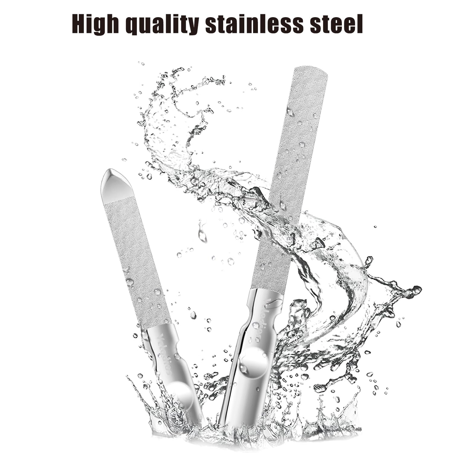 Velodios Heavy Duty Nail File for Men and Women, Reusable Stainless Steel Fingernail Files, Double Sided Stainless Steel Nail File with Leather Case, Great for Home and Salon – 2PCS