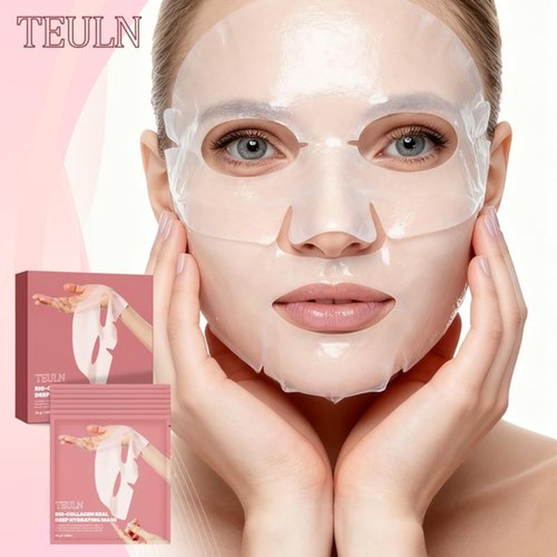 TEULN Bio-Collagen Face Mask, 8 Pack Real Deep Hydrating Collagen Overnight Mask, Pore Minimizing, Elasticity Improvement, Face Masks Skincare, Facial Sheet Masks for Skin care and Moisturizing.