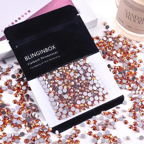 Blinginbox Glass Flatback Rhinestones Crystal Round Gems,Fire Phoenix,SS30/288pcs,6.4-6.6mm