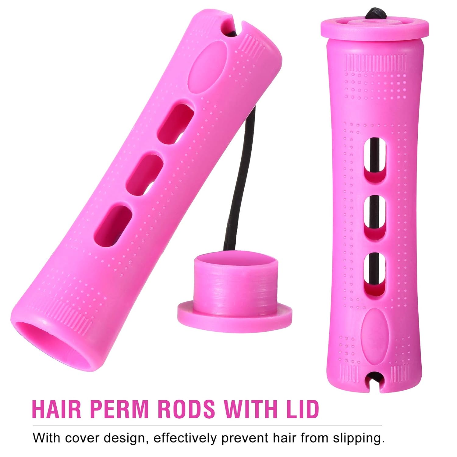 WILLBOND 60 Pcs Short Perm Rods - Non-Slip Plastic Cold Wave Kit for Natural Hair | 0.75 Inch, Purple