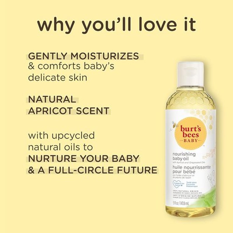 Burt's Bees Baby Nourishing Baby Oil - Gentle Hydration for Soft Skin | 5 Fl Oz