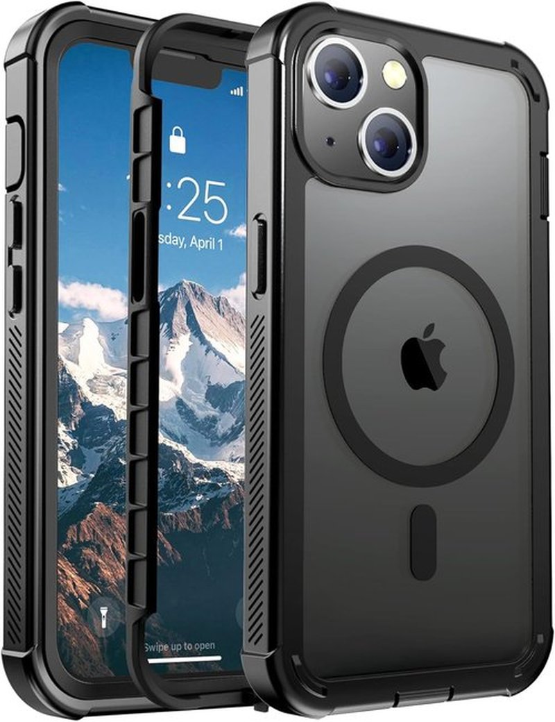 Jaroco Magnetic iPhone 13 Case - Military Grade Drop Protection | Shockproof 2-Layer Bumper 6.1'' Black