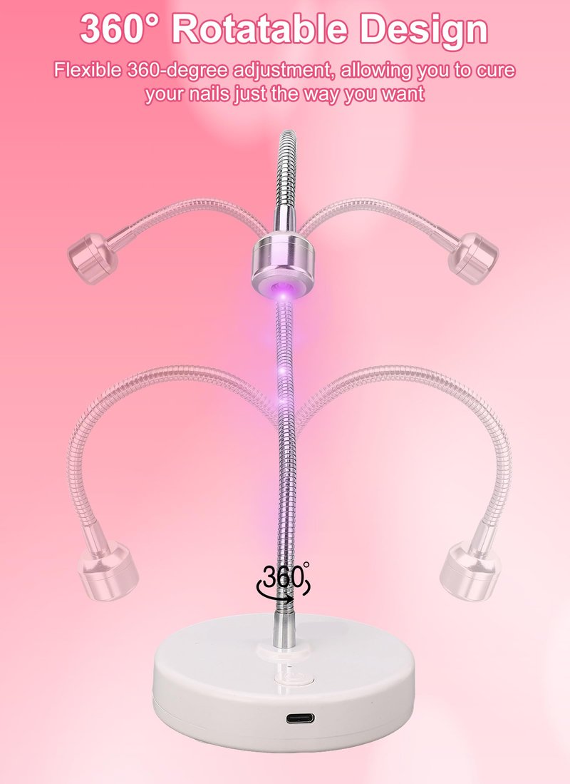 Zunate LED Light, 3W Gel Polish Drying Lamp, Flash Cure Light with Gooseneck, Gel Polish Dryer Lamp, Curing Lamp for Fluorescent Paint, Gel Nail