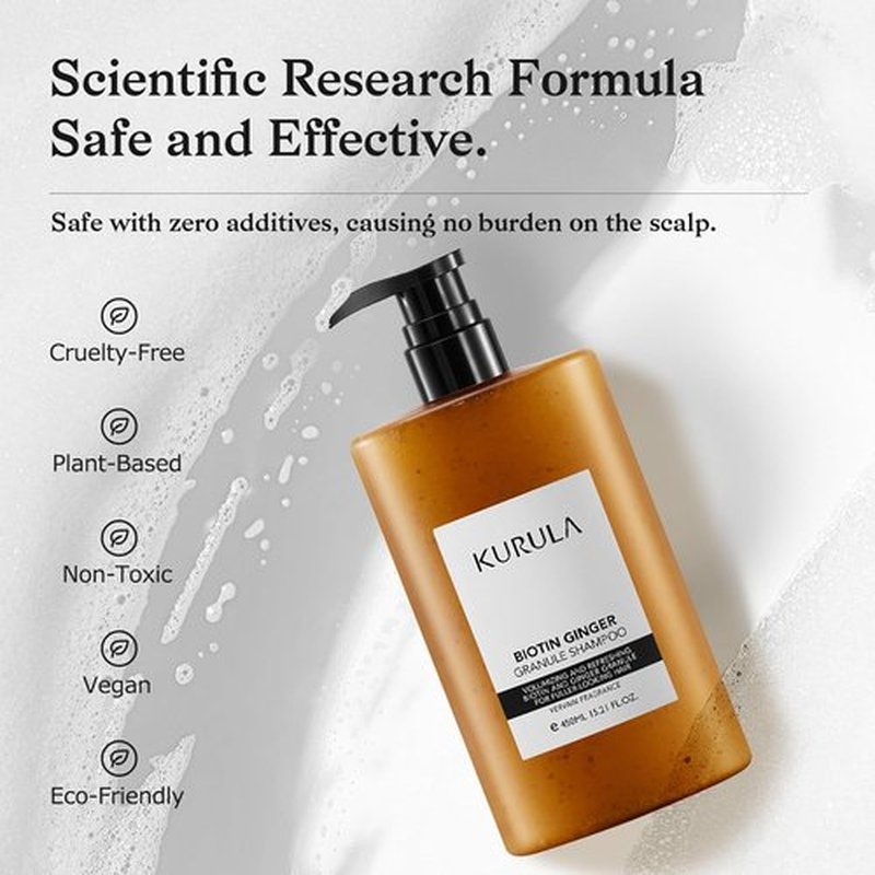 Biotin Ginger Volumizing Shampoo - Lightweight Cleansing for Oily Scalp & Fine Hair, Daily Use