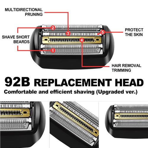 2pakcs 92B Electric Replacement Shaver Head Series 9 Accessories Shaver Compatible with Braun Series 9 Electric Razors 9290cc, 9291cc, 9370cc, 9293s, 9385cc, 9390cc, 9330s, 9296cc (Upgraded ver.)