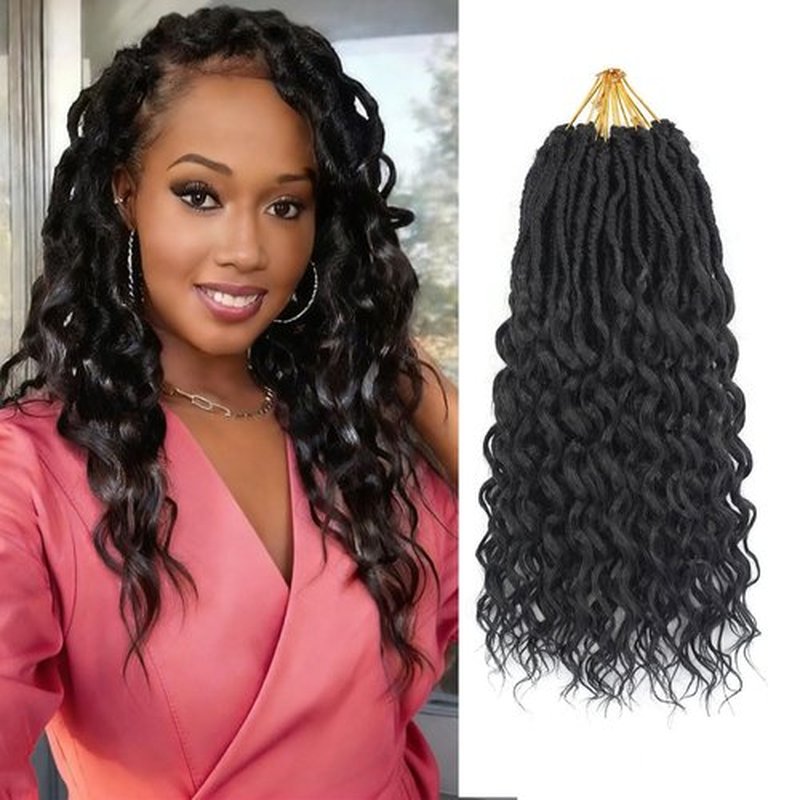 Short Deep Faux Locs Crochet Hair for Black Women-8 Packs 12 Inch Pre Looped Goddess Locs Crochet Hair With Curly Ends Prelooped Synthetic Crochet Braids,Lightweight& Natural Look(12",1B#)