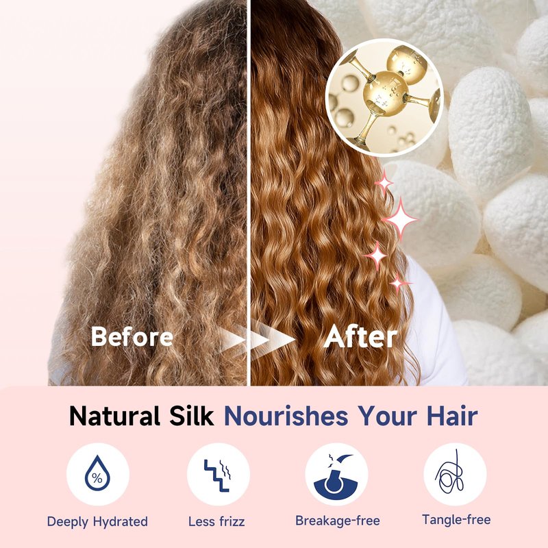 Umisleep Silk Bonnet, Soft Hair Bonnet for Sleeping, Real Mulberry Silk Lining, Bonnets for Women Hair Care, Double Layer Hair Cap with Tie, Large Silk Hair Wrap for Curly Long Hair, Blush Pink