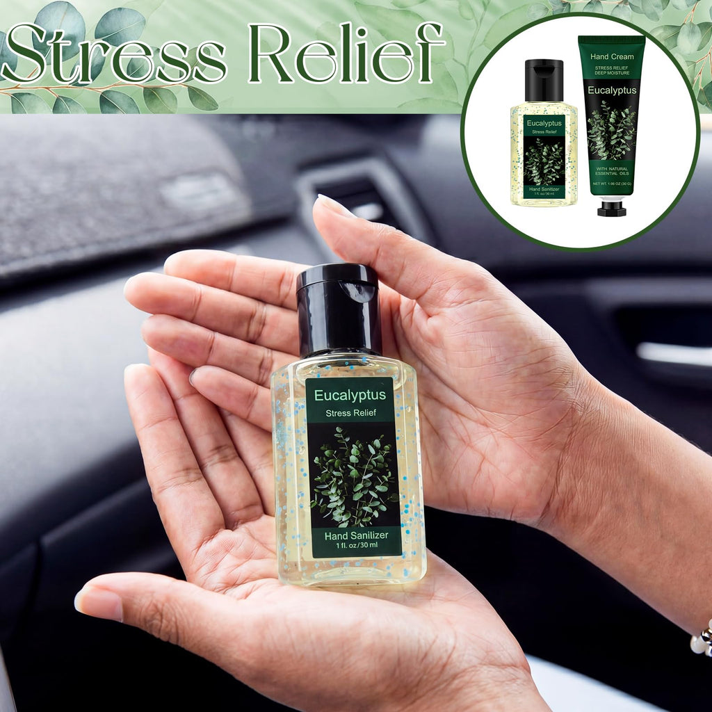 Frienda 48 Pcs Travel Size Hand Cream Hand Gel Gift Set Include Cream and Sanitizer Moisturizing 1 Fl oz Eucalyptus Scented Gift for Women Teacher Nurse Mothers