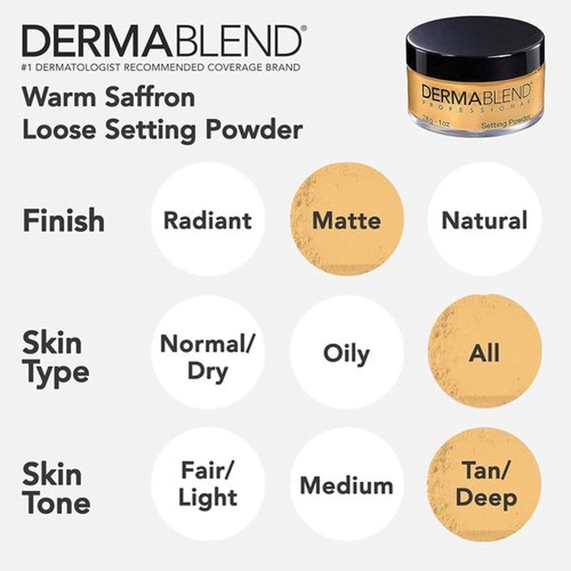 Dermablend Loose Setting Powder - Finishing Makeup for Light, Medium & Tan Skin Tones