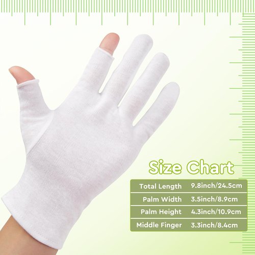 4 Pairs Cotton Moisturizing Gloves Touchscreen - 100% White Cotton Gloves for Dry Hands Sleeping Overnight Lotion Spa Treatment - Moisturizing Night Gloves