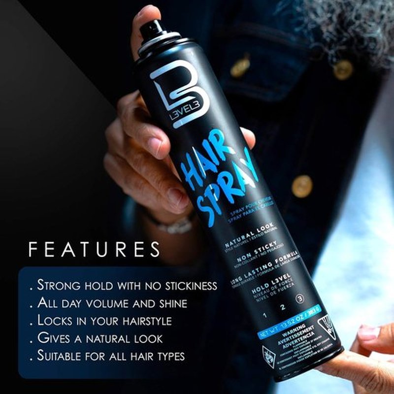 Level 3 Hair Spray by L3 - Long-Lasting Strong Hold for All Hair Types - 12.95 Fl Oz
