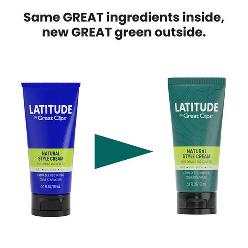 GREAT CLIPS LATITUDE Natural Style Cream | Hair Gel for Men | Low Hold + Low Shine | 5.1oz | Packaging May Vary