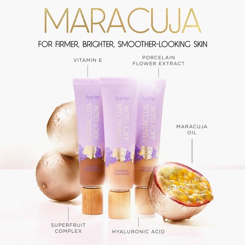 Tarte Maracuja Juicy Glow Tint - Lightweight Tinted Moisturizer with Hyaluronic Acid & Antioxidants | Buildable Medium Coverage, Waterproof, Vegan