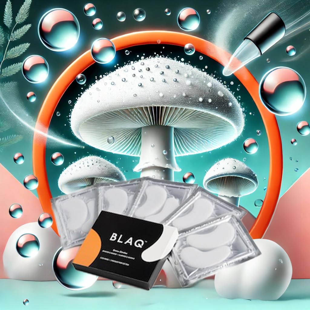 BLAQ Snow Circles Premium Under Eye Hydrating Patches for Dry Skin, Dark Circles and Puffiness. Snow Mushroom, Green Tea, Marine Algae, Vegan and Cruelty-Free, 15-Pack