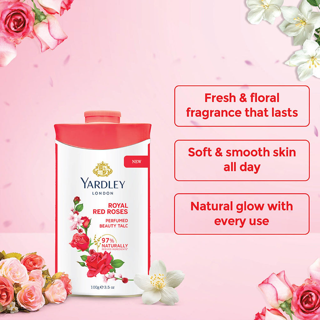 Yardley London Royal Red Roses Perfumed Beauty Talc 100g