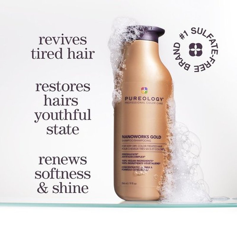 Pureology Nanoworks Gold Shampoo & Conditioner Bundle - Sulfate-Free & Vegan for Color-Treated Hair, 33.8 Fl Oz (Pack of 2)