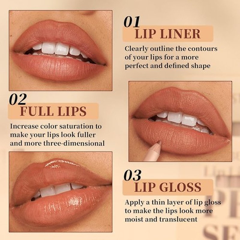 Skiennix Matte Velvet Lip Liner Set - 12 Highly Pigmented, Long-Lasting Waterproof Shades