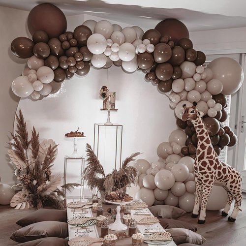 PartyWoo Dark Brown Balloons - 100pcs Boho Coffee Neutral Fall Arch Kit | 5-18 Inch Sizes for Celebrations