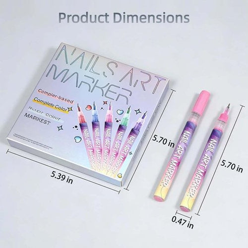 12 Colors Nail Art Pens Set, 3D Nail Art Pens Quick Dry and Waterproof for DIY Nail Design, 0.5mm Fine Tip Liner for Dotting, Drawing and Detailing, Home and Salon Manicure Tools