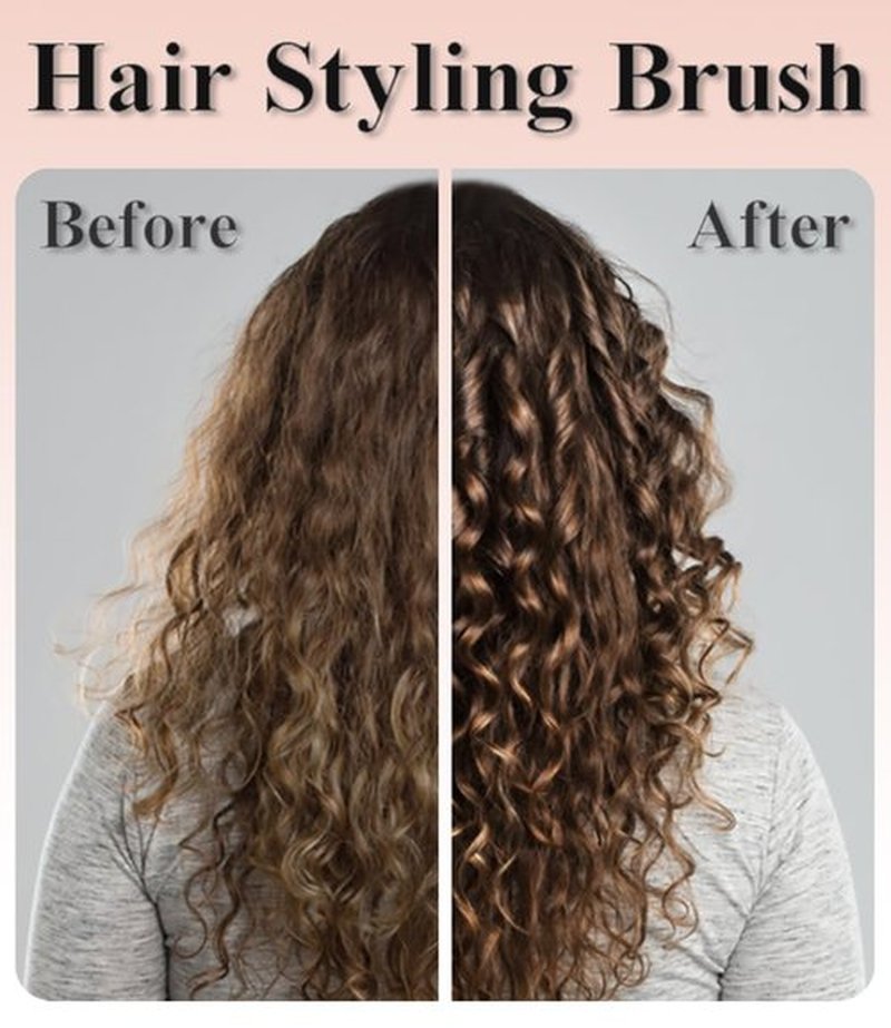Skiennix Curly Hair Brush - Volume Curl Defining Tool for Effortless Detangling & Styling | Pink