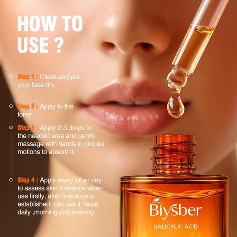 BIYSBER Salicylic Acid 2% Serum Solution for Face: Gently Exfoliating Facial Serum for Acne,Blackhead & Open Pores & Reduces Excess Oil - Hydrating& Soothing Skin Care Serum for Acne Prone&Oily Skin