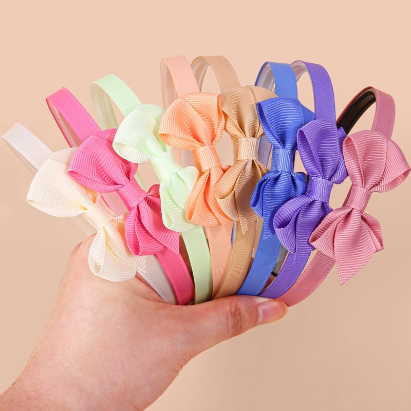 WJYX BOWS 15pcs/set Satin Bow Headbands, Colorful Ribbon Hair Hoops Non-Slip Fashion Hair Accessories for Daily Wear and Casual Outfits
