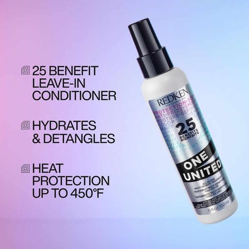 Redken One United Leave-In Conditioner - Multi-Benefit Treatment for All Hair Types, Heat Protectant & Detangler