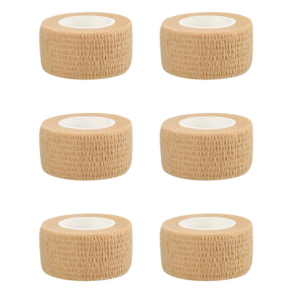 1" Self Adhesive Bandage Wraps, 6pcs Vet Wraps, Skin Color, 5 Yard Self Adherent Wraps for Sports, Wrist, Ankle and Swelling
