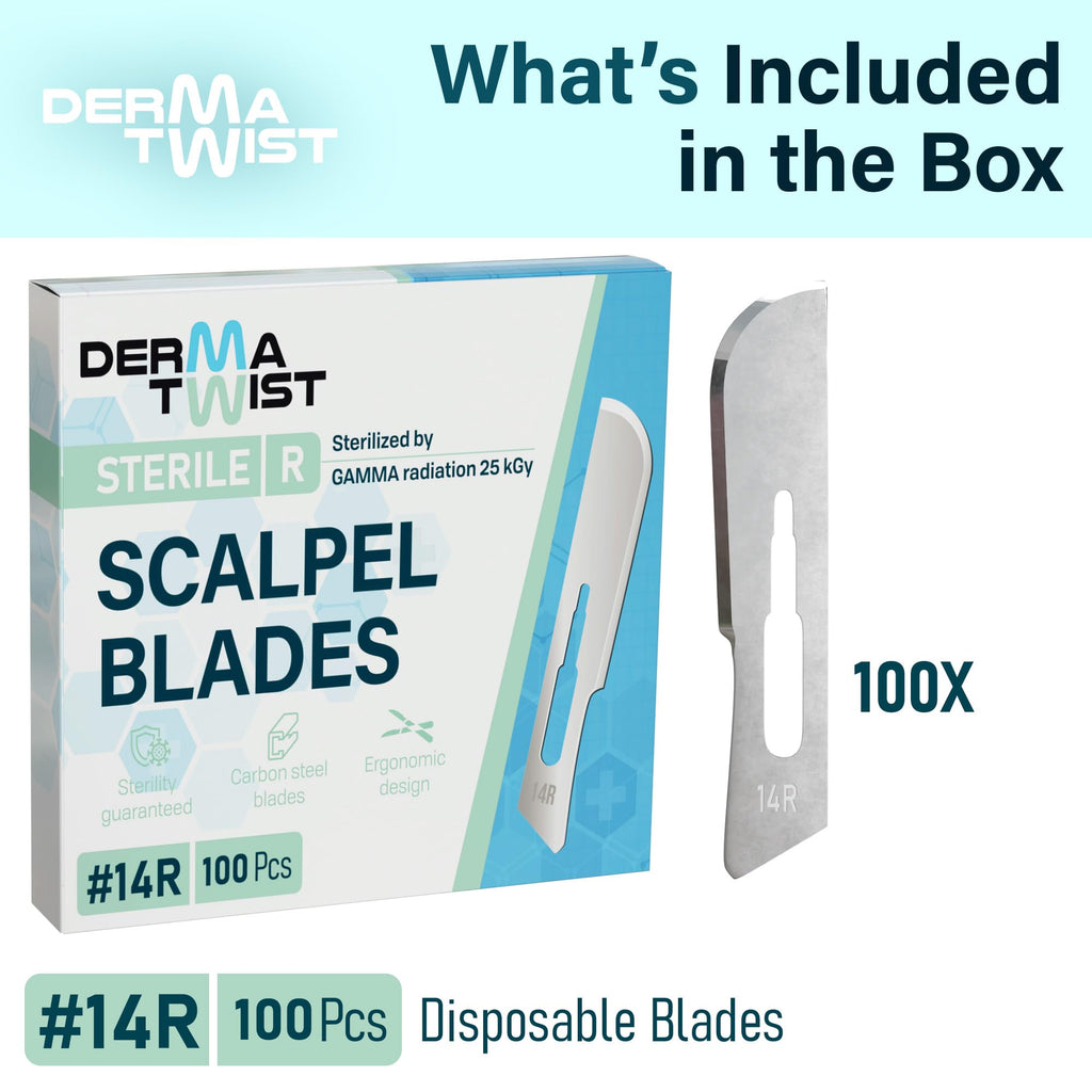 DermaTwist 14R Blades Dermaplaning 100-Pack Sterile Dermaplaning Razors for Women Face – 14R Dermaplane Blades for face