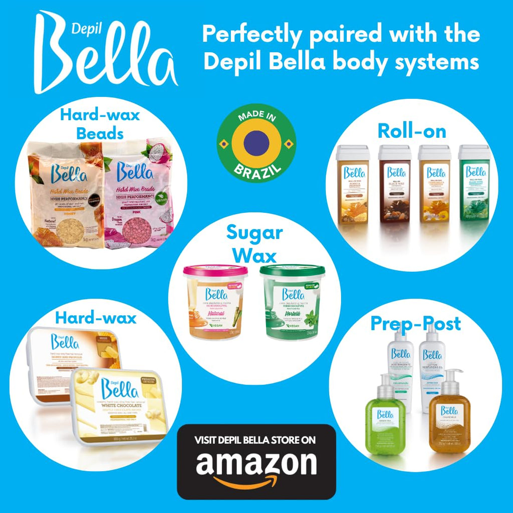 Depil Bella Roll On Wax Honey and Propolis Depilatory | Body Waxing, Hair Removal Wax-Cartridge | For Men and Women | Home Self Waxing | Sensitive Skin | Painless (10 PACK + COMBO)