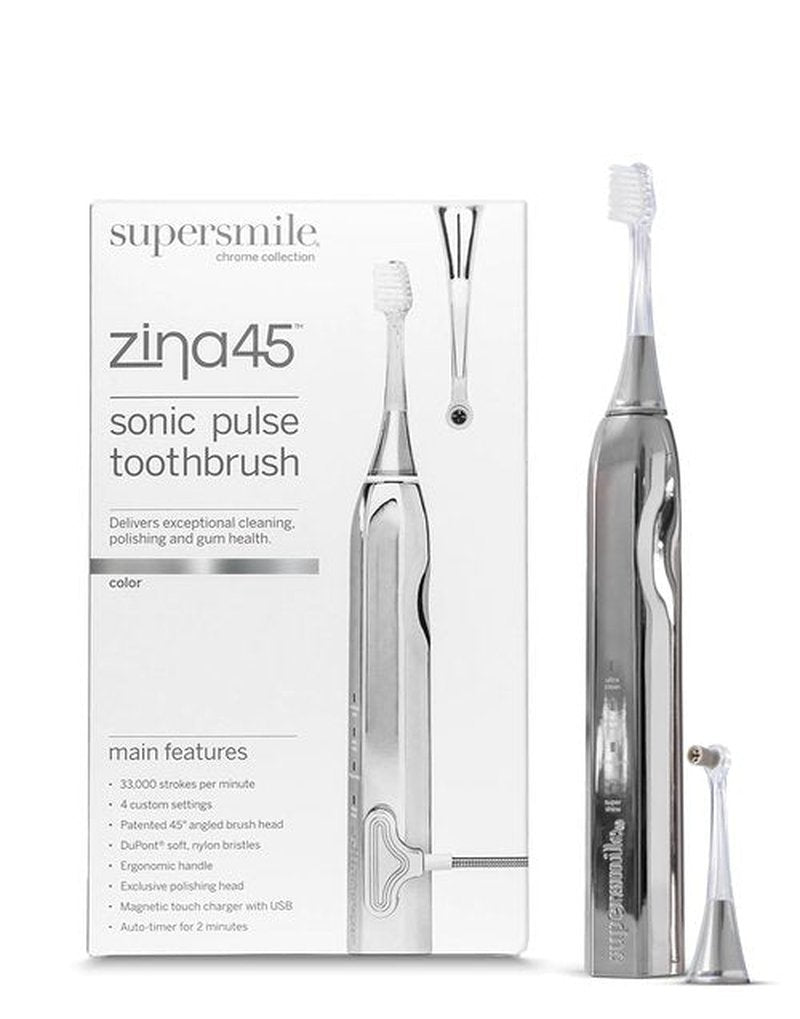 Supersmile Zina45™ Sonic Pulse Toothbrush - Angled Brush with Polishing Head for Whiter Teeth