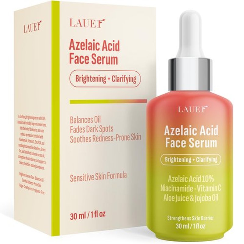 Azelaic Acid Face Serum 10% for Women – Brightening & Clarifying Facial Serum with Niacinamide, Vitamin C, Hyaluronic Acid & Jojoba Oil – Redness & Dark Spot Balancing, 1 fl oz