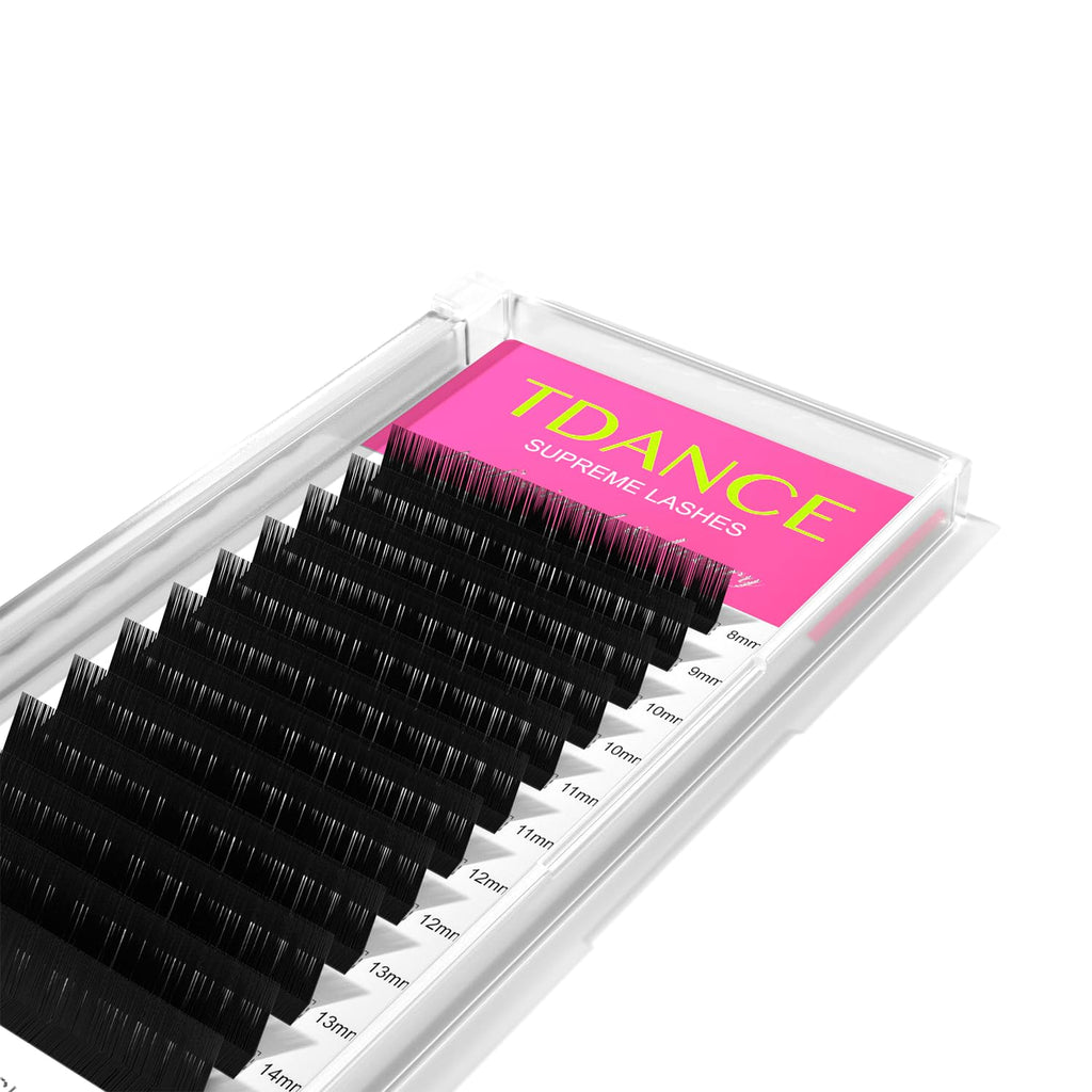 TDANCE Lash Extension Matte Black Eyelash Extension C CC D DD J B L Curl Volume & Classic Lash Extensions 0.03-0.18mm Thickness Professional Salon Use(0.07-L,8-15 mm)