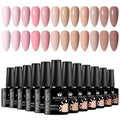 MSRUIOO Gel Nail Polish Kit Spring Nude Gel Polish Set 12 Colors Pink Skin Tones Collection Neutral Brown Soak Off Uv Led Lamp Gel Nail Kit DIY Nail Art Salon Home Gift 8ml