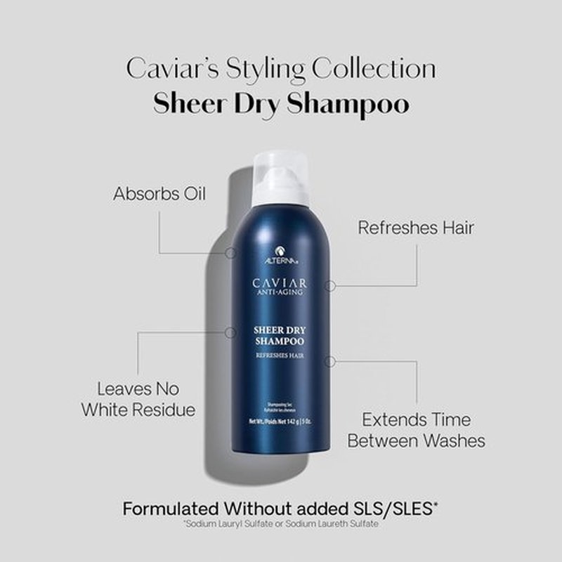 Alterna Haircare CAVIAR Anti-Aging Sheer Dry Shampoo - Refresh Hair & Absorb Oil | 5 Fl Oz | No Buildup for All Hair Types
