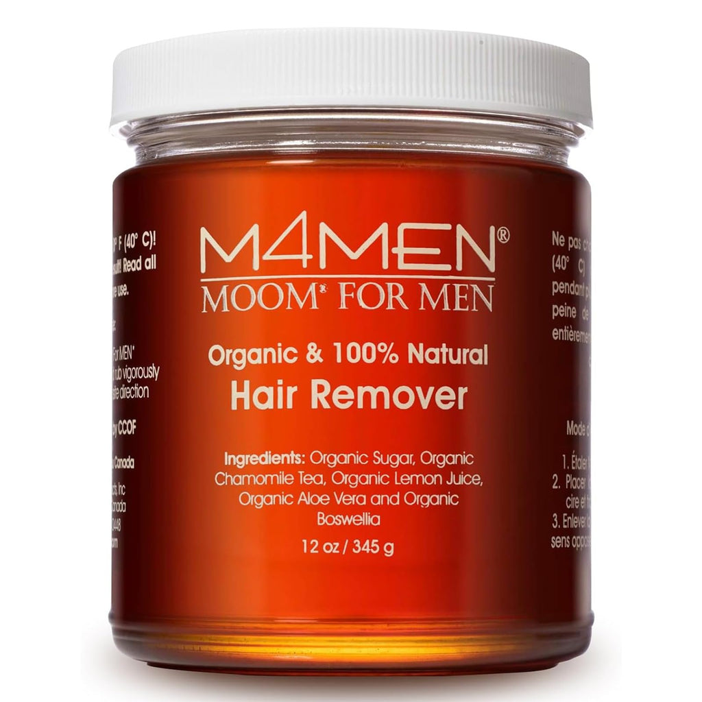 MOOM USDA Organic Sugar Wax Hair Removal for Men - Body, Leg & Face - 12 oz