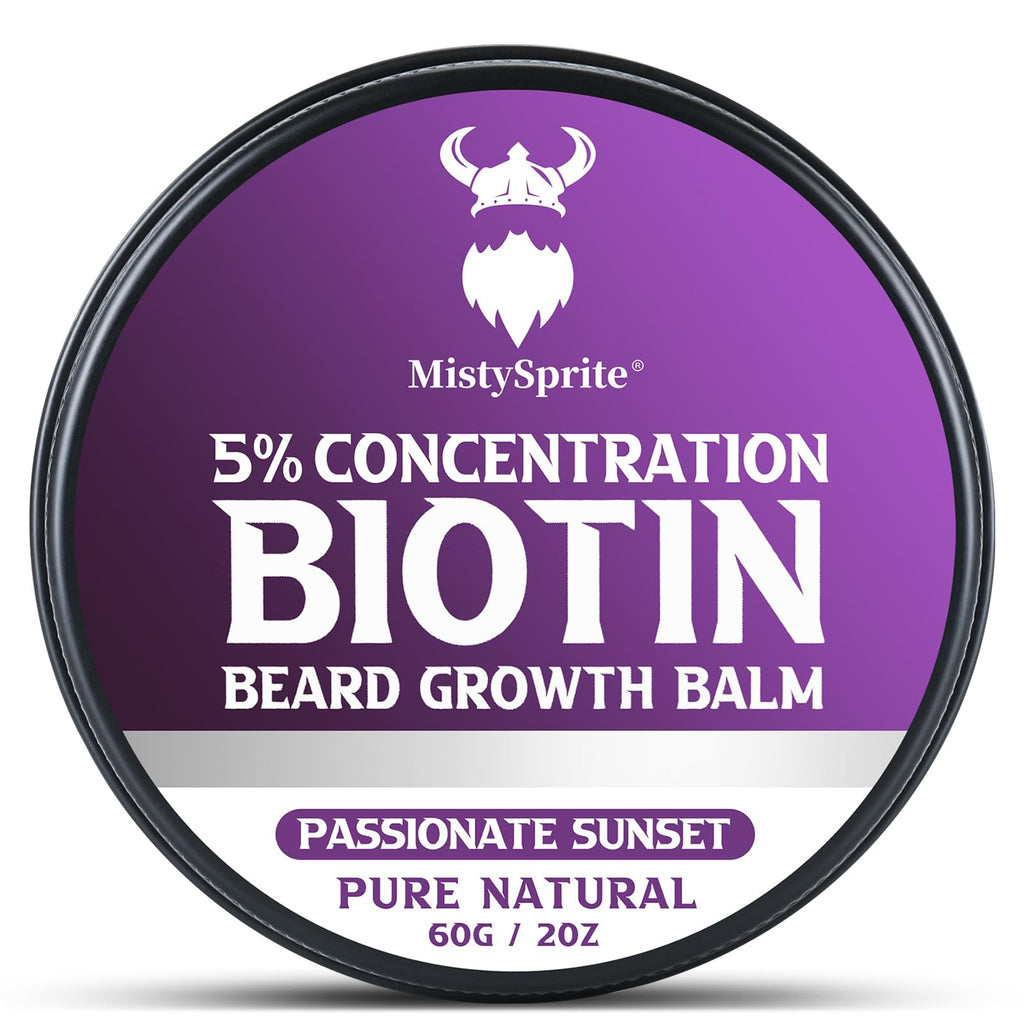 Beard Balm，5% Concentration Biotin Beard Balm for Men (2 oz) - Natural Mens Beard Oil with Castor Oil，Argan Oil, Jojoba Oil and Vitamin,Thickening for Beard，Beard Growth Softener