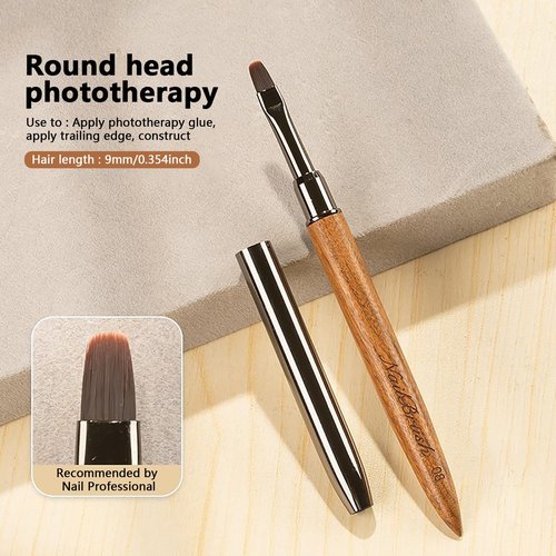DANNEASY 1pc Acrylic Nail Brush Sandalwood Nail Art Brushes Nail Painting Brush Nail Clean Up Brush Nail Polish Brush Nail Design Brushes Nail Art Tools - Round Head